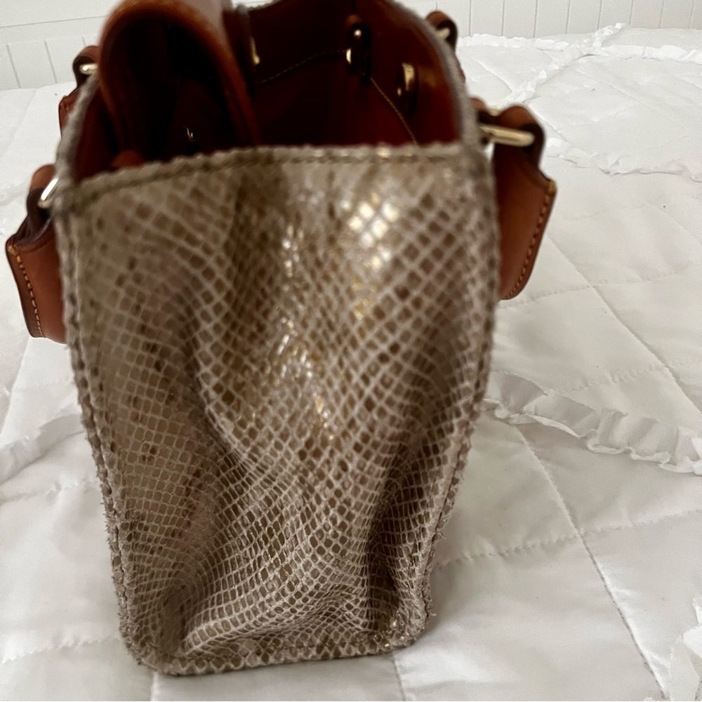 Python Snake Print Leather W/ Brown Leather Trim … - image 4